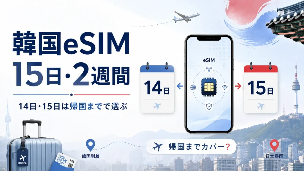 韓国eSIMを2週間使う際に14日と15日を比較して選ぶアイキャッチ