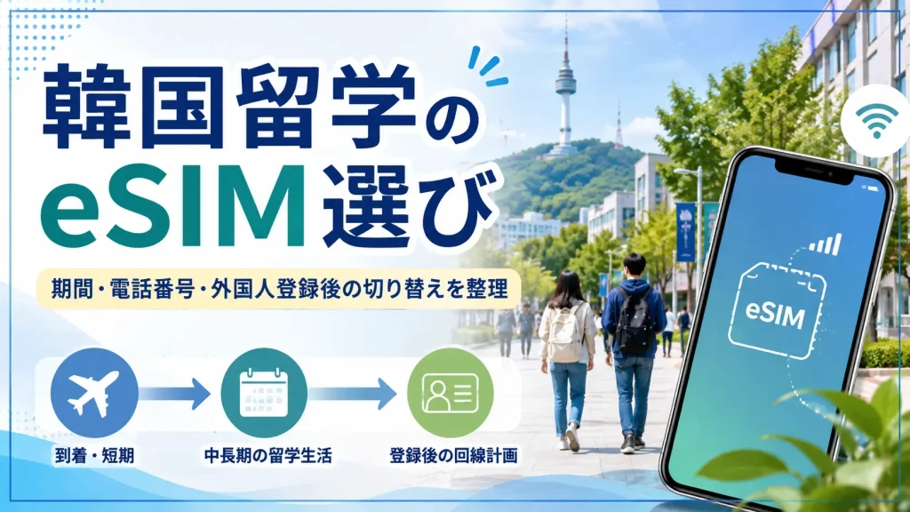 韓国留学で使うeSIMの選び方を表したアイキャッチ画像